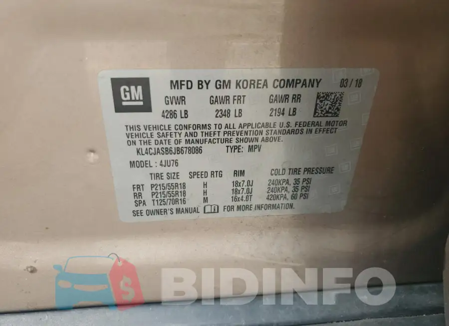 KL4CJASB6JB678086 Photo# 13