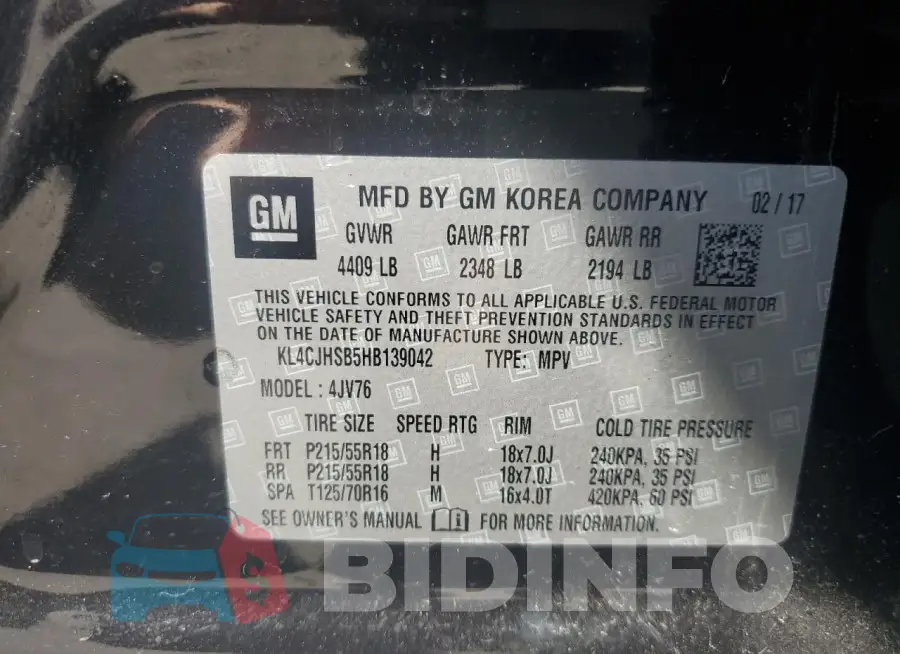 KL4CJHSB5HB139042 Photo# 13