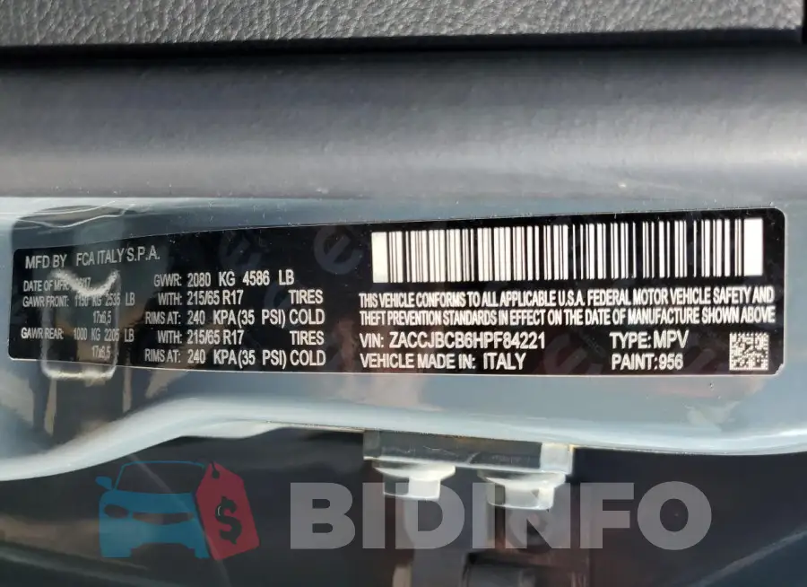 ZACCJBCB6HPF84221 Photo# 14