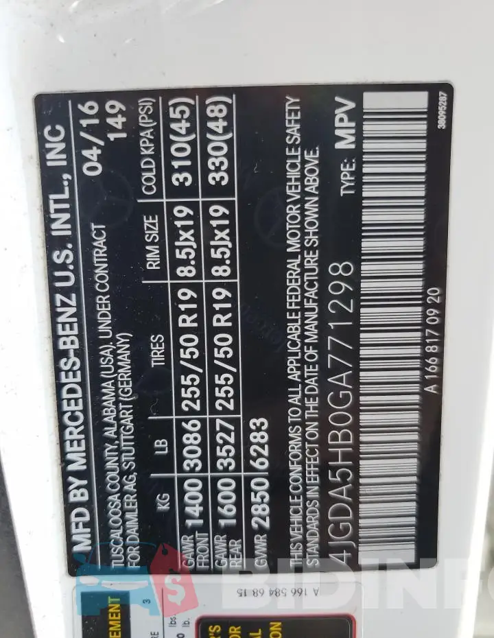 4JGDA5HB0GA771298 Photo# 13