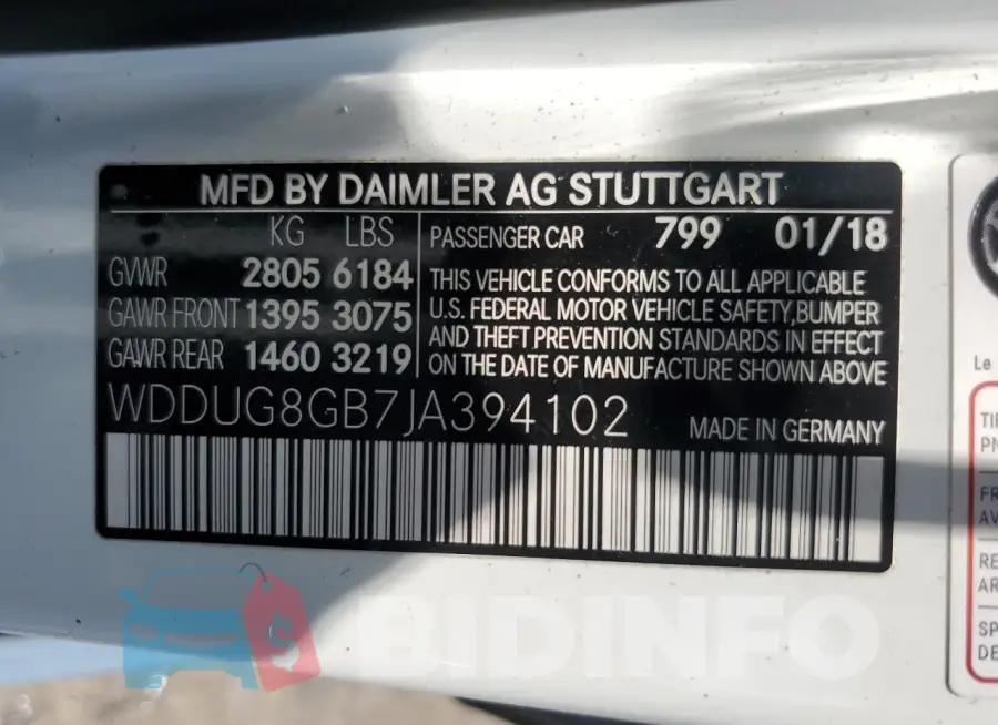 WDDUG8GB7JA394102 Photo# 12