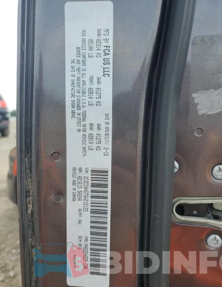 2C3CDXHG7GH215123 Photo# 12