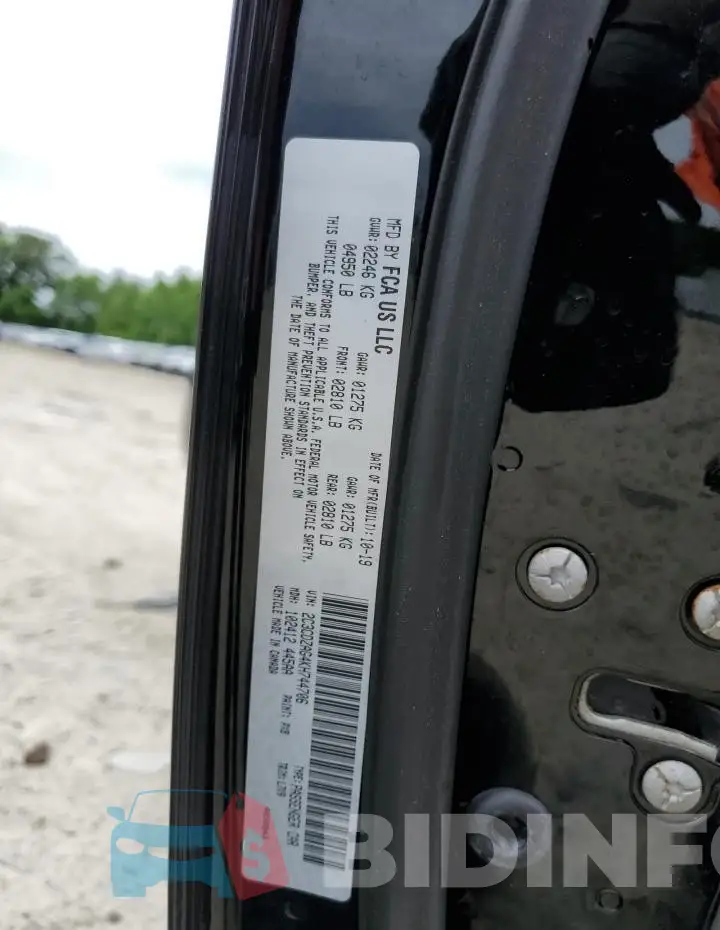 2C3CDZAG4KH744706 Photo# 12