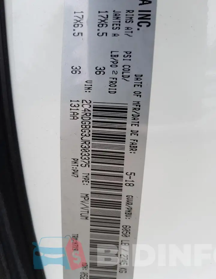 2C4RDGBG3JR303375 Photo# 12