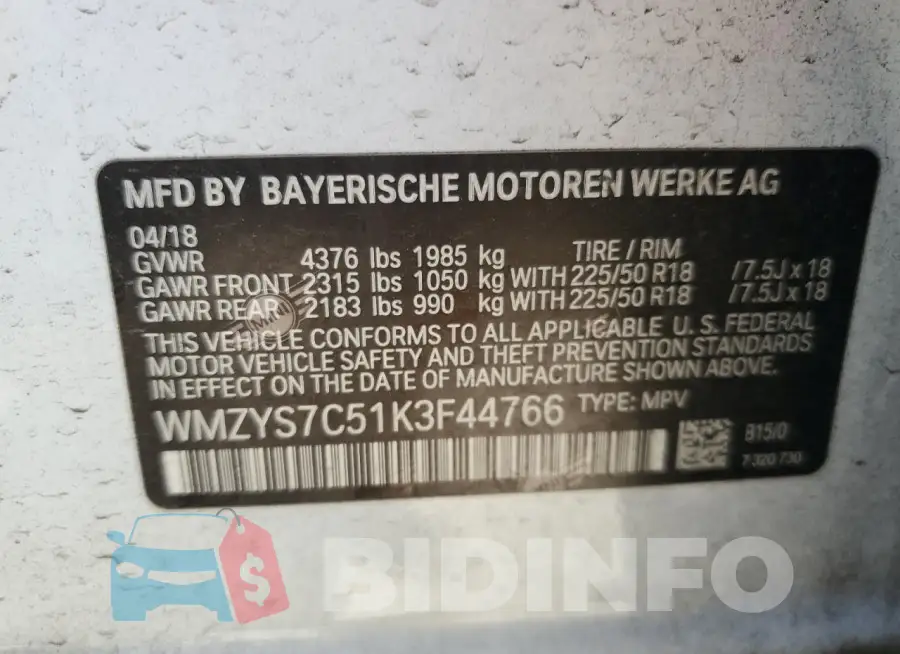 WMZYS7C51K3F44766 Photo# 12