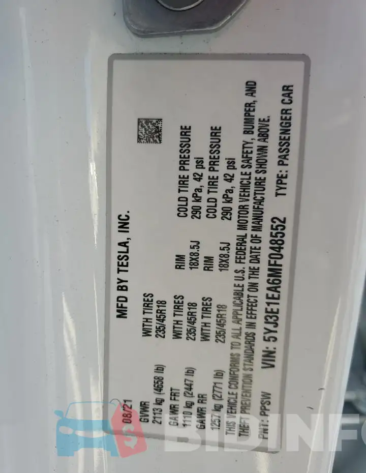 5YJ3E1EA6MF048552 Photo# 12
