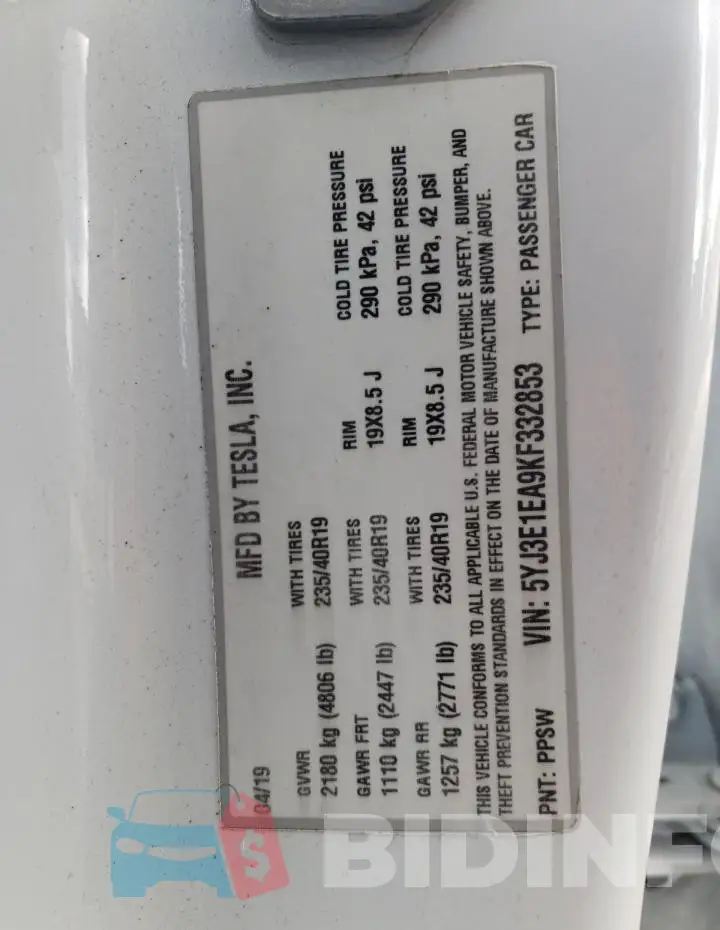 5YJ3E1EA9KF332853 Photo# 12