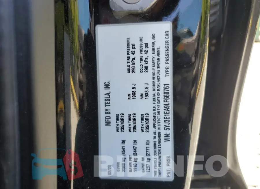 5YJ3E1EA9LF660761 Photo# 12