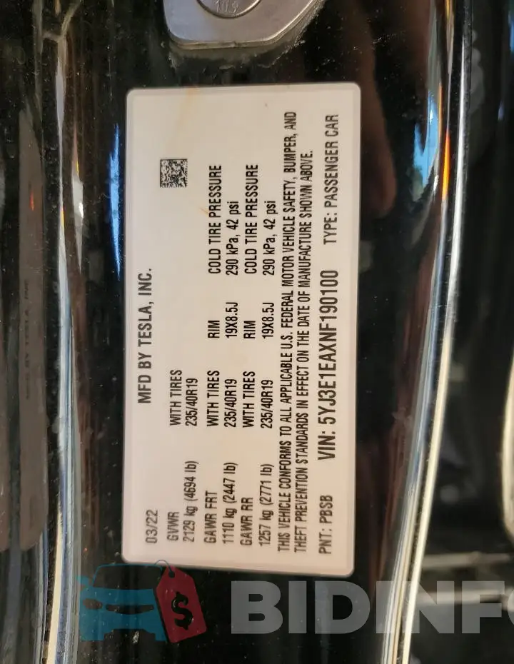 5YJ3E1EAXNF190100 Photo# 12