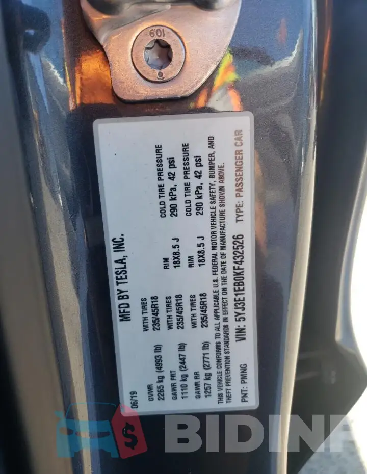 5YJ3E1EB0KF432526 Photo# 12