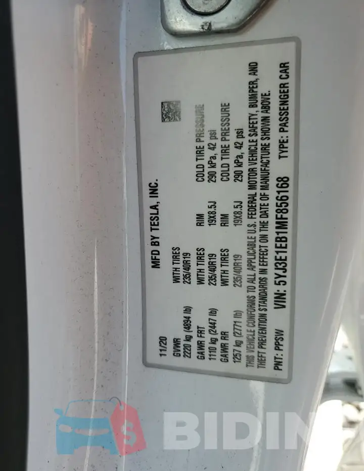 5YJ3E1EB1MF856168 Photo# 13