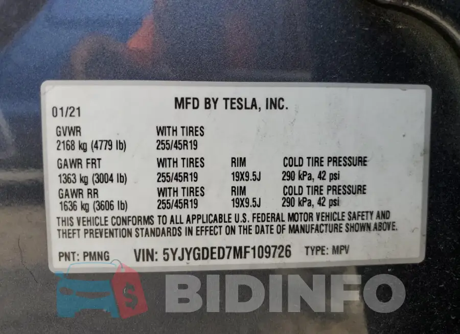 5YJYGDED7MF109726 Photo# 13
