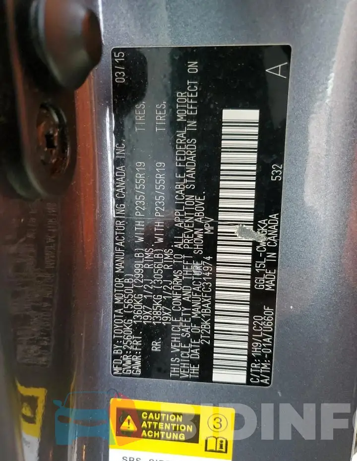 2T2BK1BAXFC314974 Photo# 12