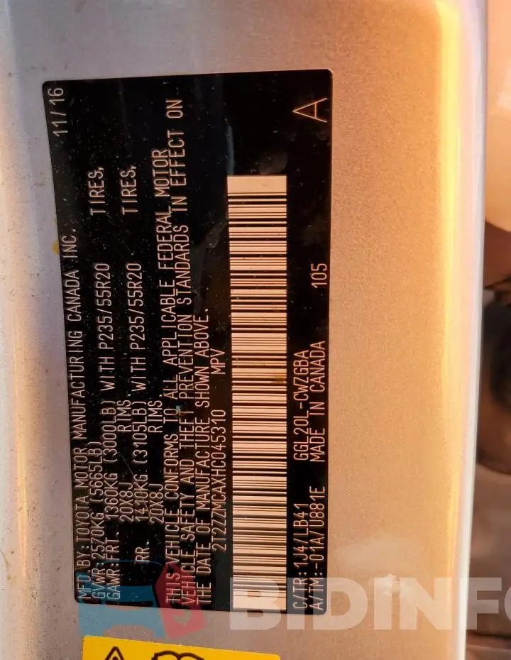 2T2ZZMCAXHC045310 Photo# 14
