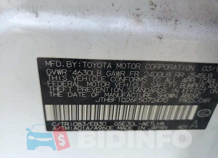 JTHBF1D26F5072470 Photo# 13