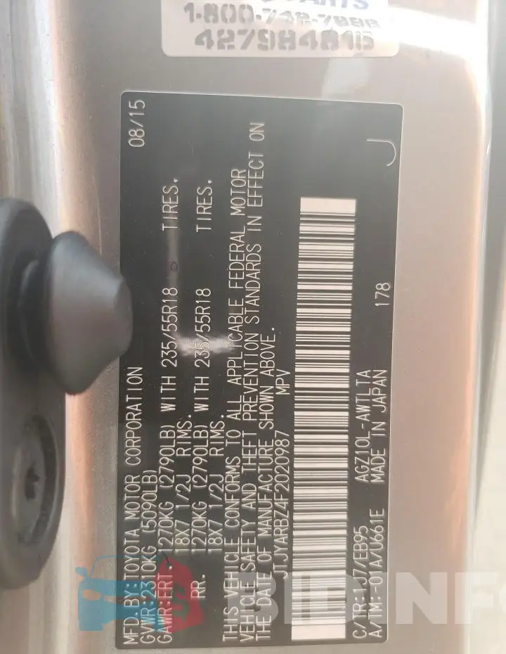 JTJYARBZ4F2020987 Photo# 14
