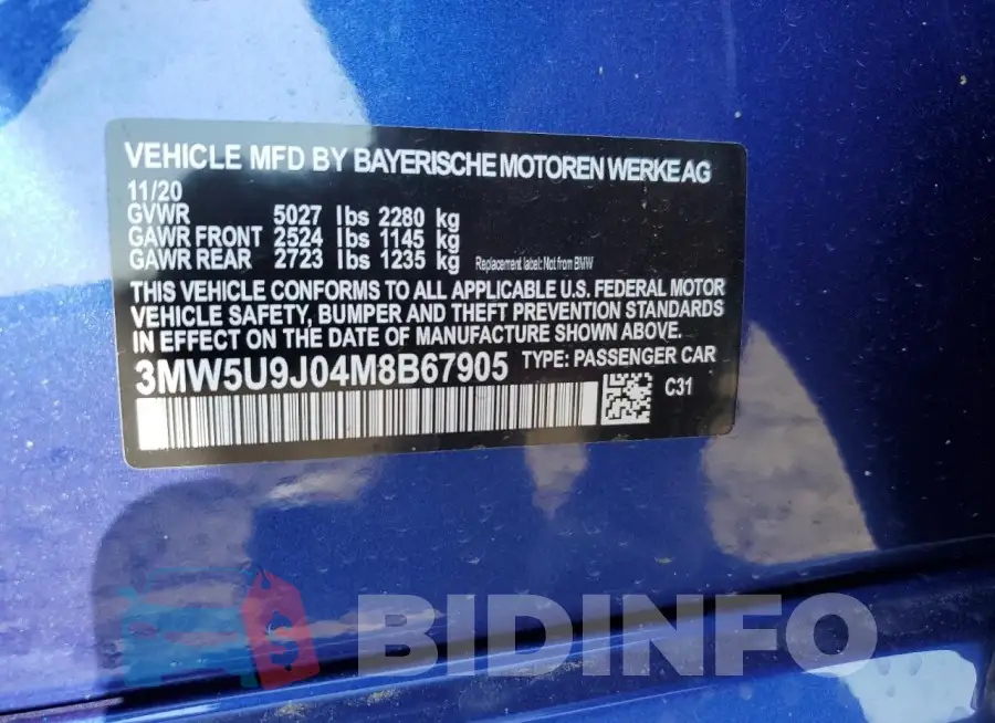 3MW5U9J04M8B67905 Photo# 12