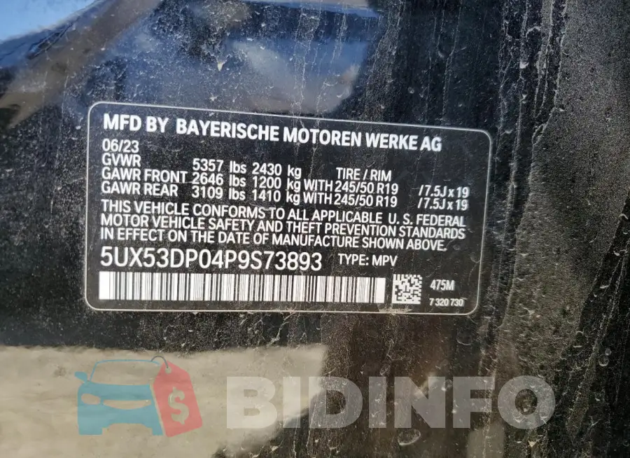 5UX53DP04P9S73893 Photo# 13