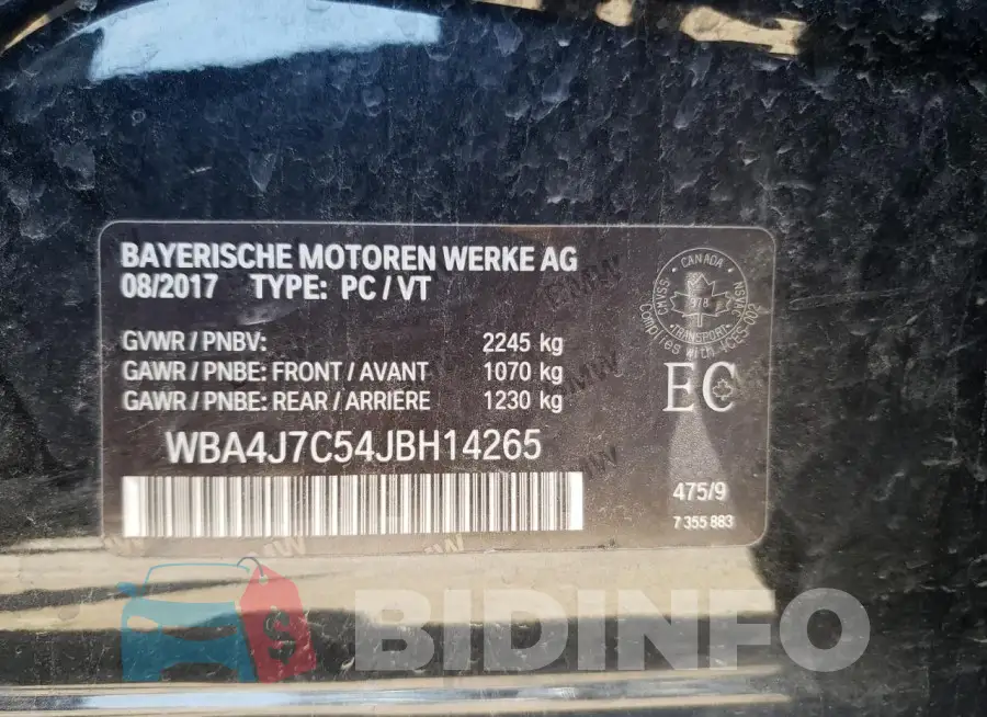 WBA4J7C54JBH14265 Photo# 12