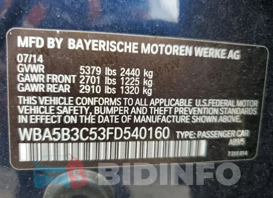 WBA5B3C53FD540160 Photo# 12
