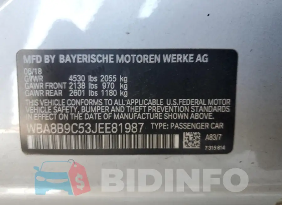 WBA8B9C53JEE81987 Photo# 12