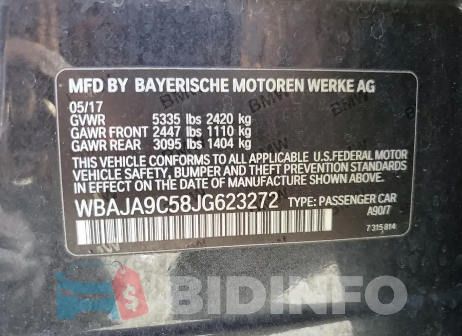 WBAJA9C58JG623272 Photo# 13