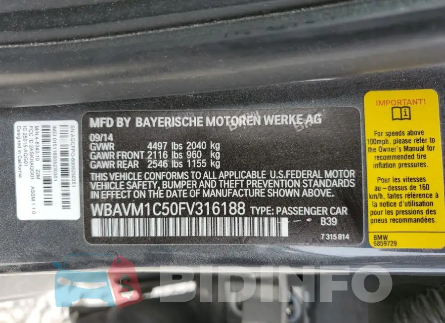 WBAVM1C50FV316188 Photo# 14