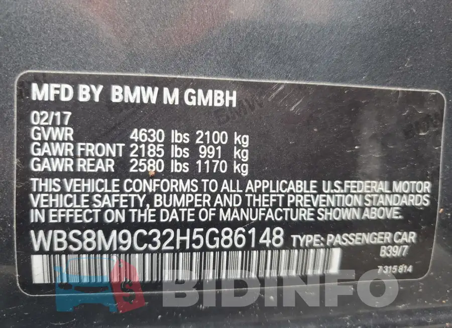 WBS8M9C32H5G86148 Photo# 12