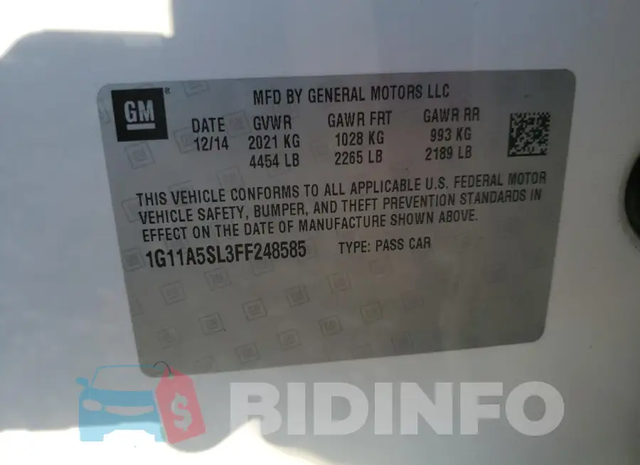 1G11A5SL3FF248585 Photo# 12