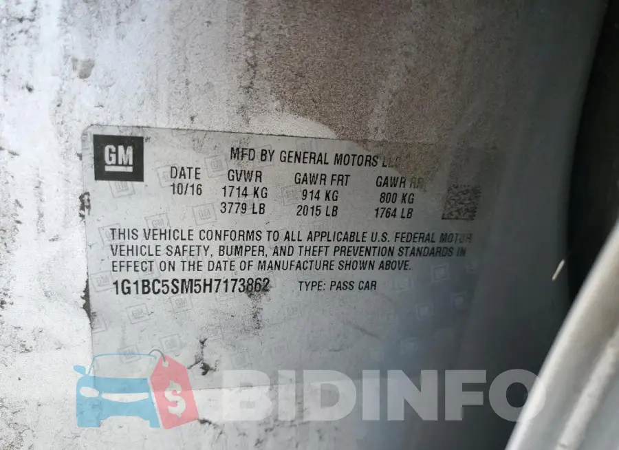 1G1BC5SM5H7173862 Photo# 12