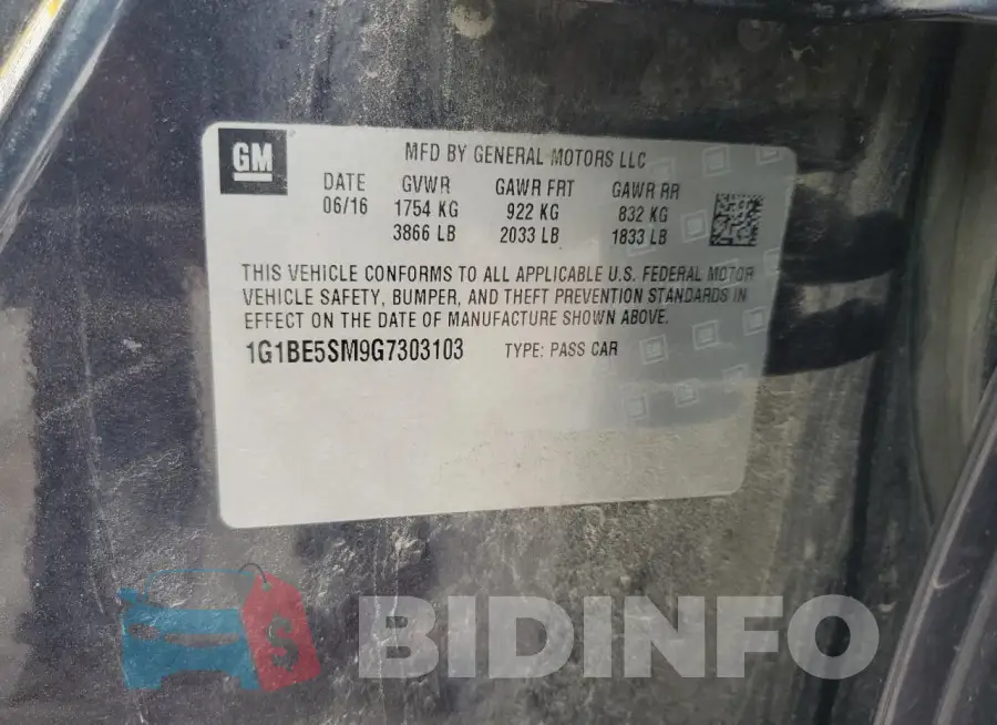 1G1BE5SM9G7303103 Photo# 12