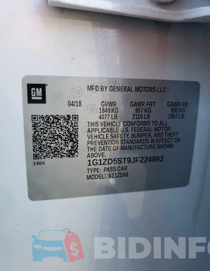 1G1ZD5ST9JF224892 Photo# 12