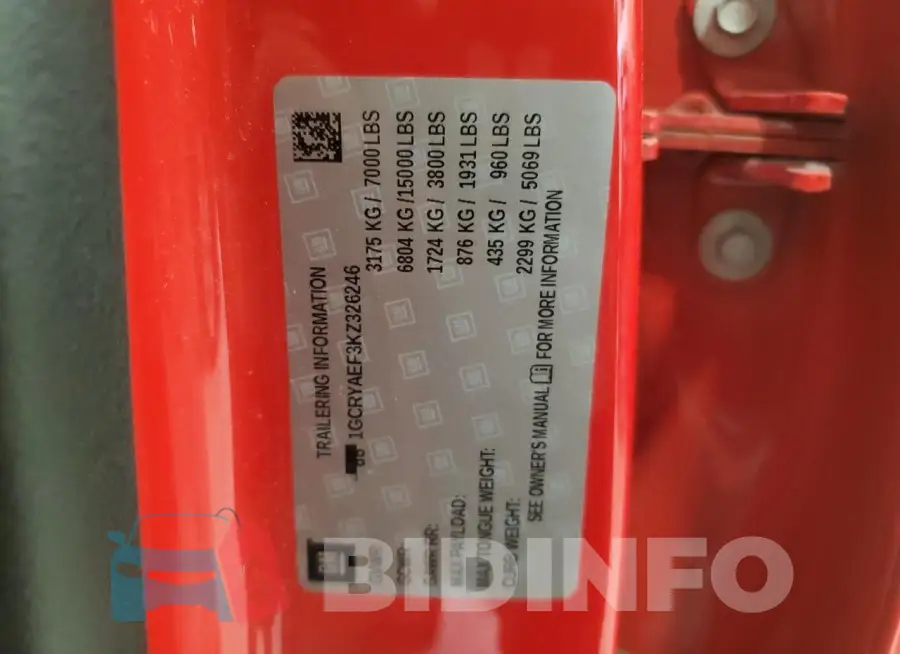 1GCRYAEF3KZ326246 Photo# 12