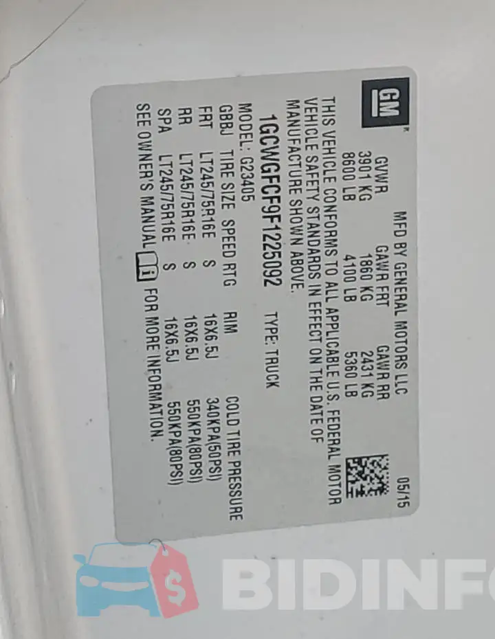 1GCWGFCF9F1225092 Photo# 12
