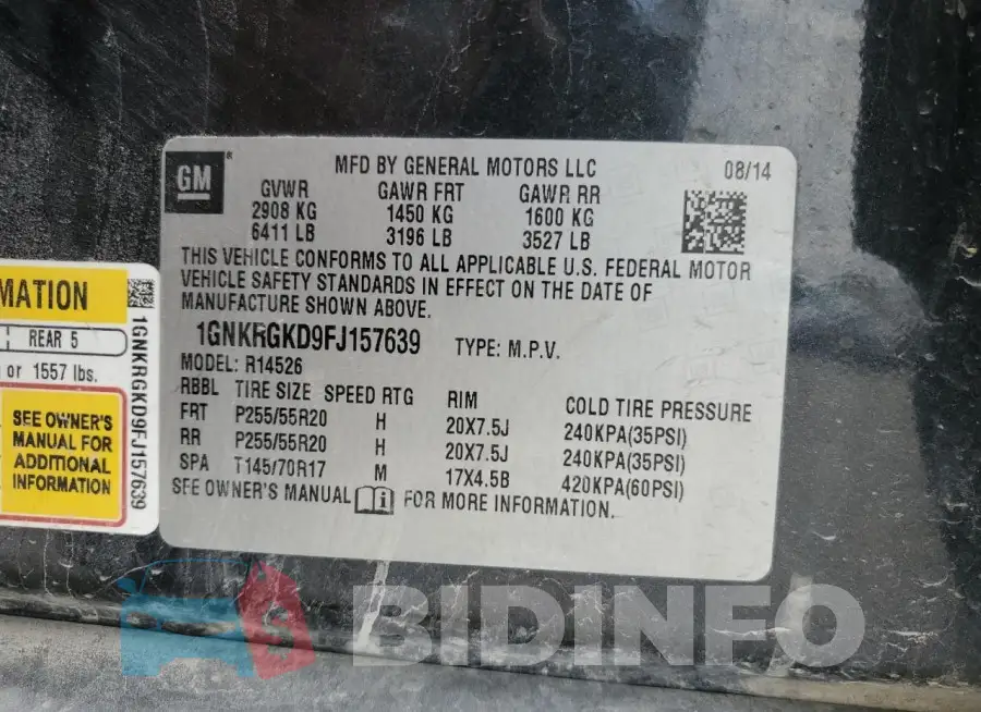 1GNKRGKD9FJ157639 Photo# 13
