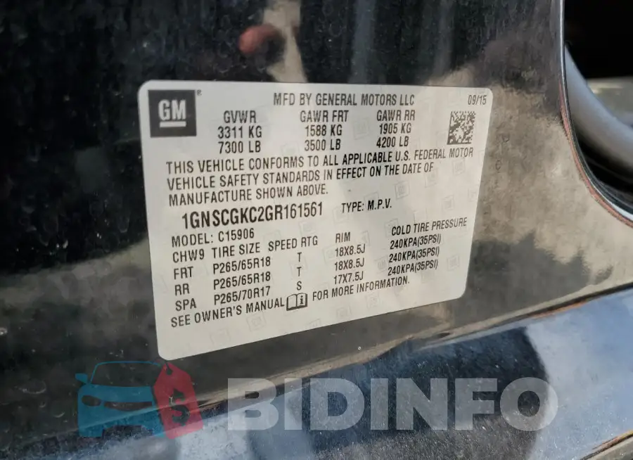 1GNSCGKC2GR161561 Photo# 13