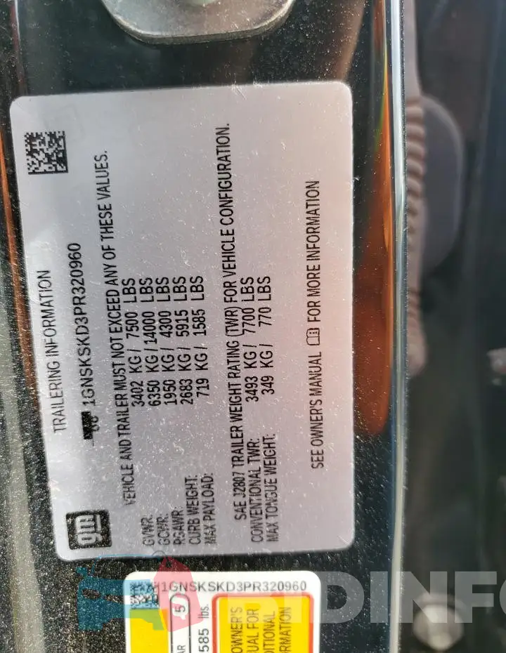1GNSKSKD3PR320960 Photo# 12