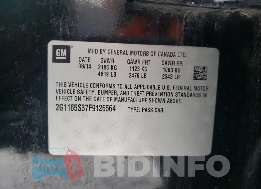 2G1165S37F9126564 Photo# 12