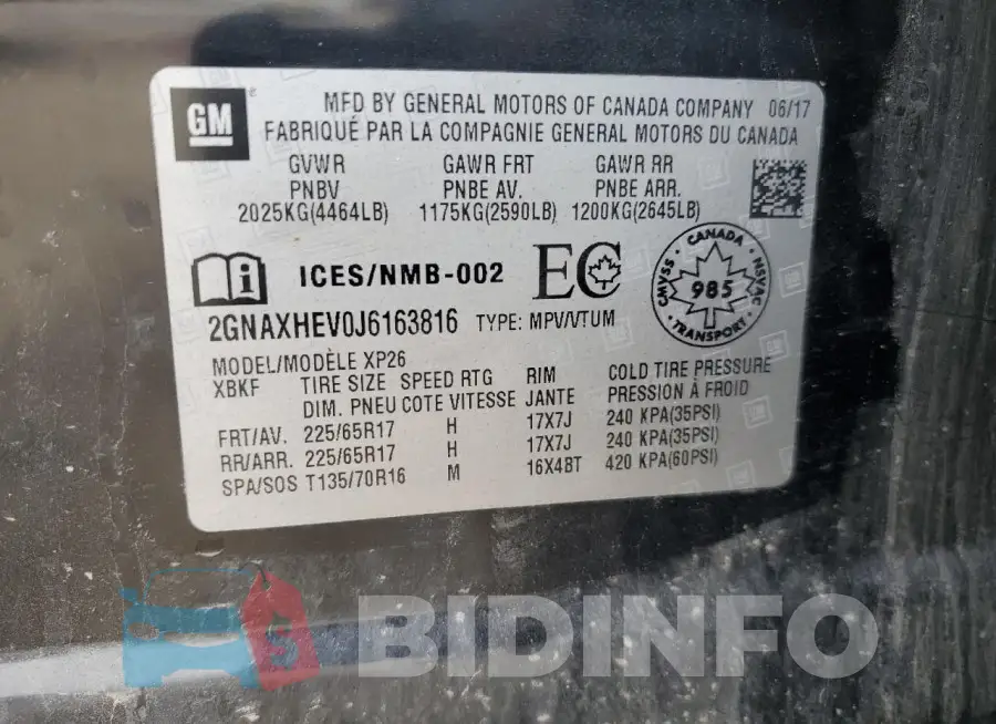 2GNAXHEV0J6163816 Photo# 12
