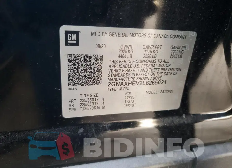 2GNAXHEV2L6265024 Photo# 14