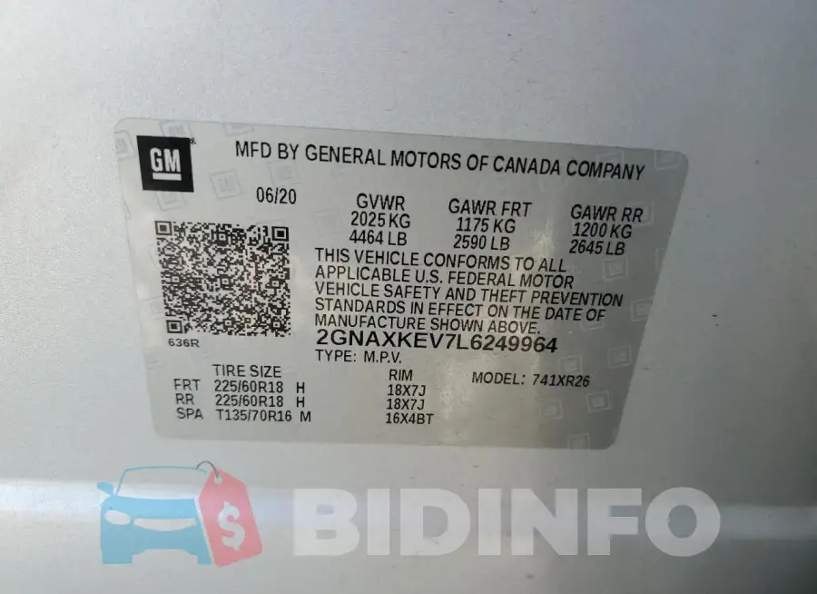 2GNAXKEV7L6249964 Photo# 13