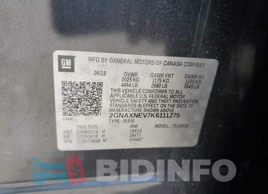 2GNAXNEV7K6111275 Photo# 12