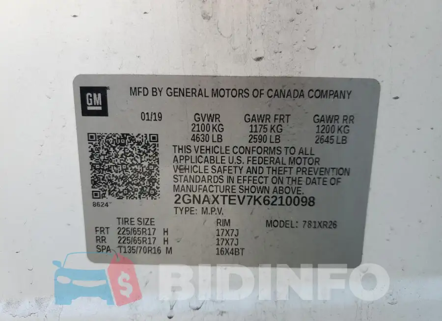2GNAXTEV7K6210098 Photo# 14