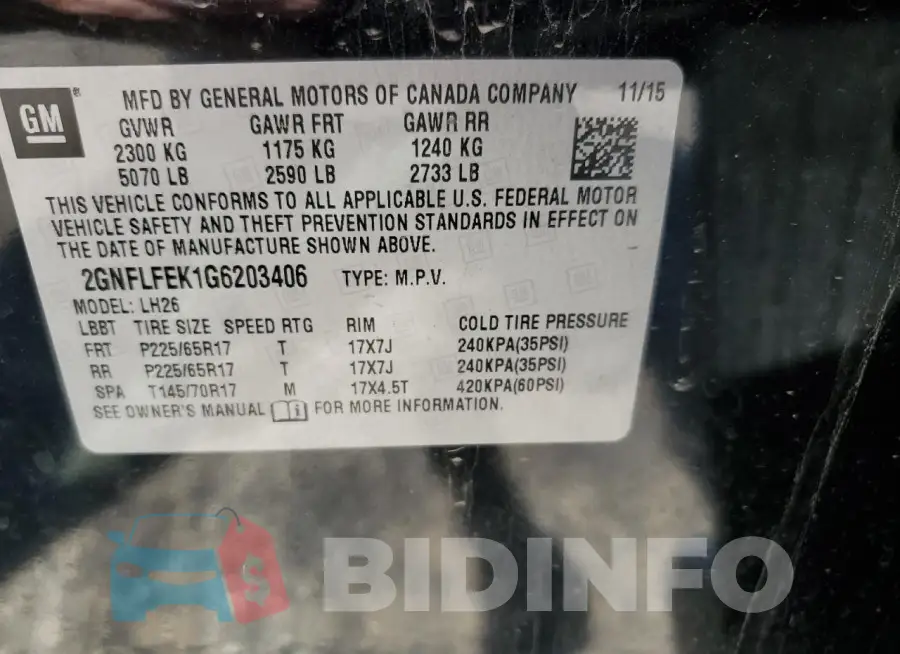 2GNFLFEK1G6203406 Photo# 12