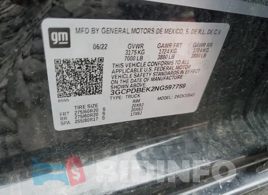 3GCPDBEK2NG597759 Photo# 12