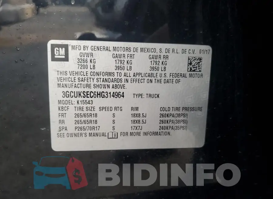 3GCUKSEC6HG314964 Photo# 12