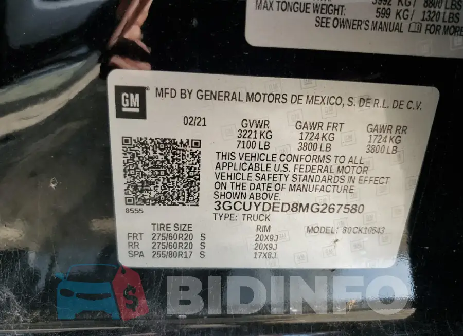 3GCUYDED8MG267580 Photo# 12