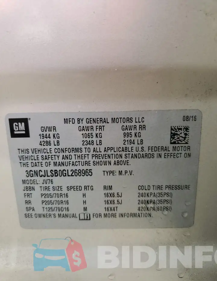 3GNCJLSB0GL268965 Photo# 13