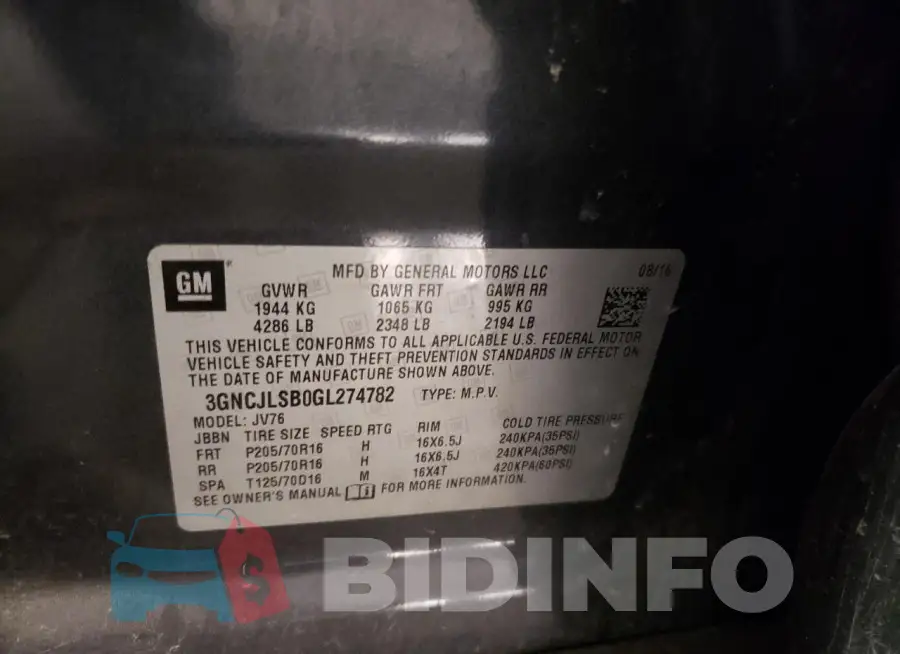 3GNCJLSB0GL274782 Photo# 13
