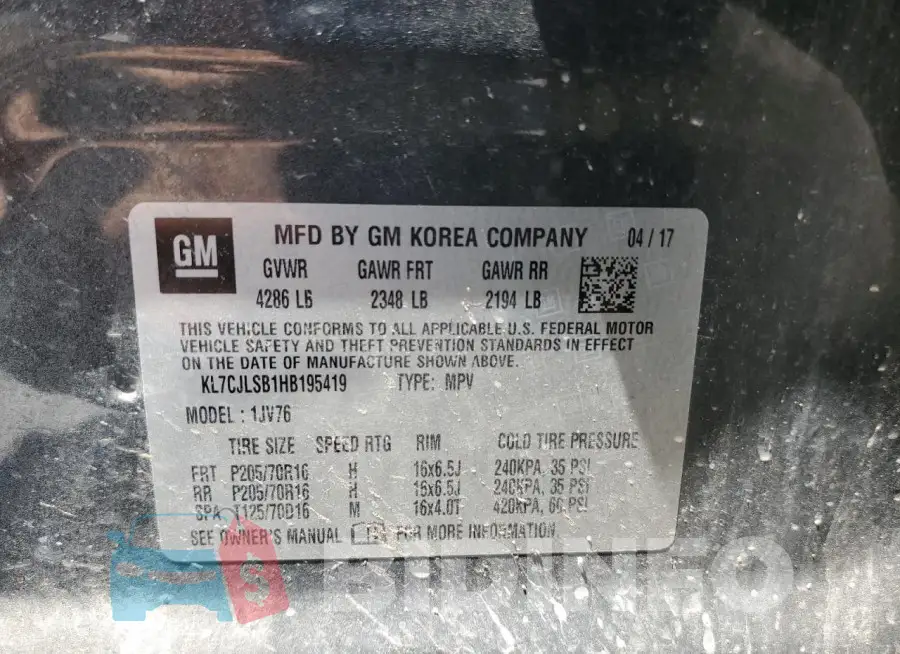 KL7CJLSB1HB195419 Photo# 13